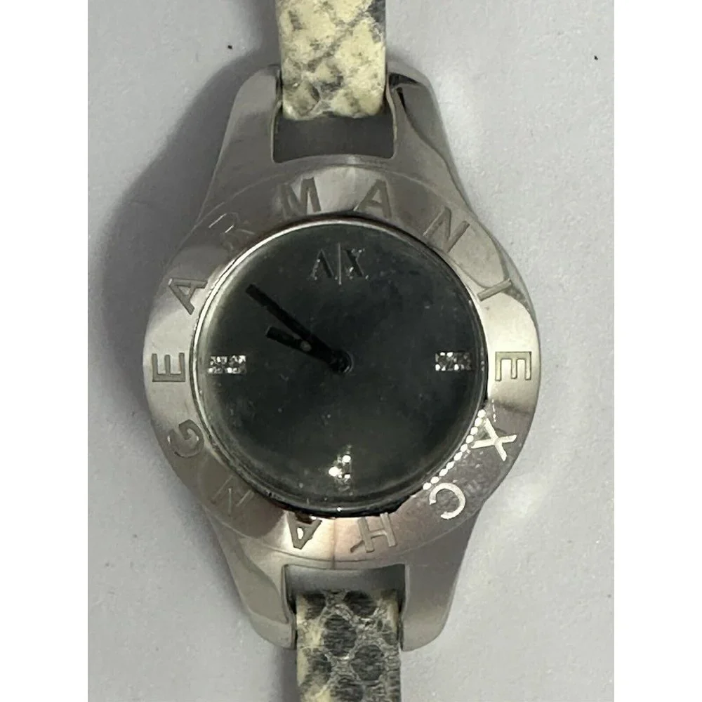 Armani Exchange NWT  Ladies New Battery Python Stamped‎ Leather Watch AX4128